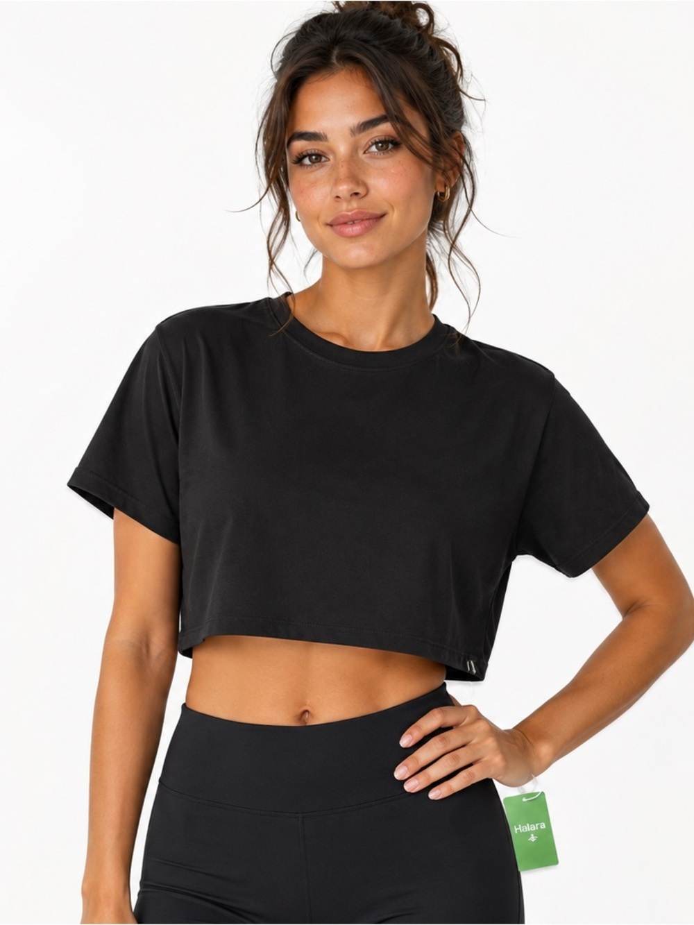 HALARA Black Cropped Tee - Women's Crewneck